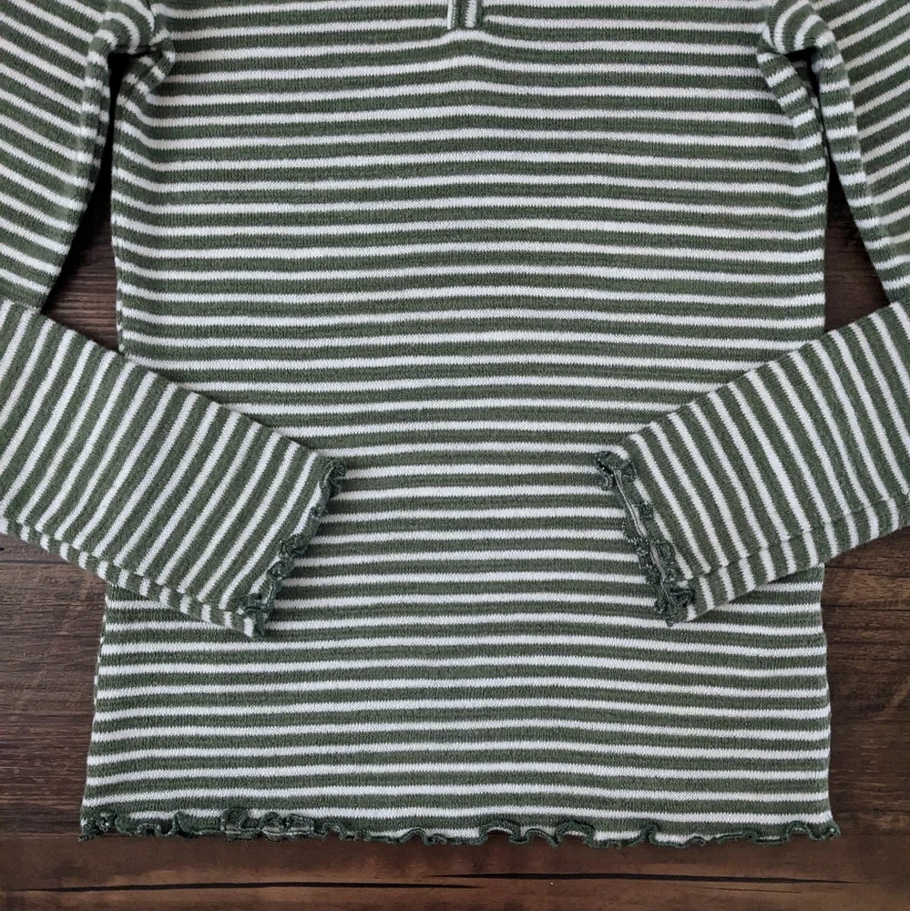 Old Navy Green Ruffle Henley Shirt